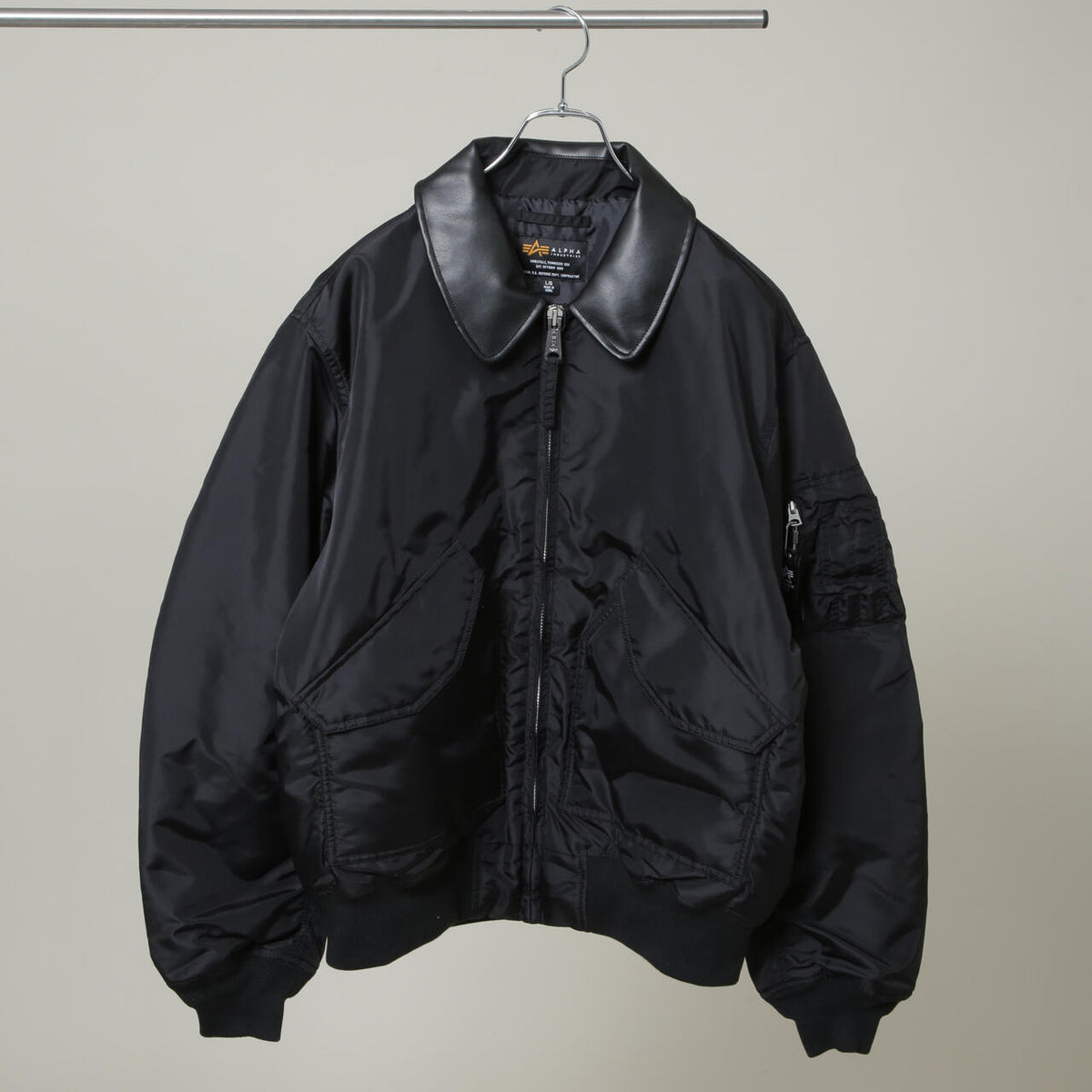 【良品】アルファインダストリーズ ナノユニバース別注 MA-1 レザー切替 M ALPHA INDUSTRIES/別注 CWU FLIGHT JACKET