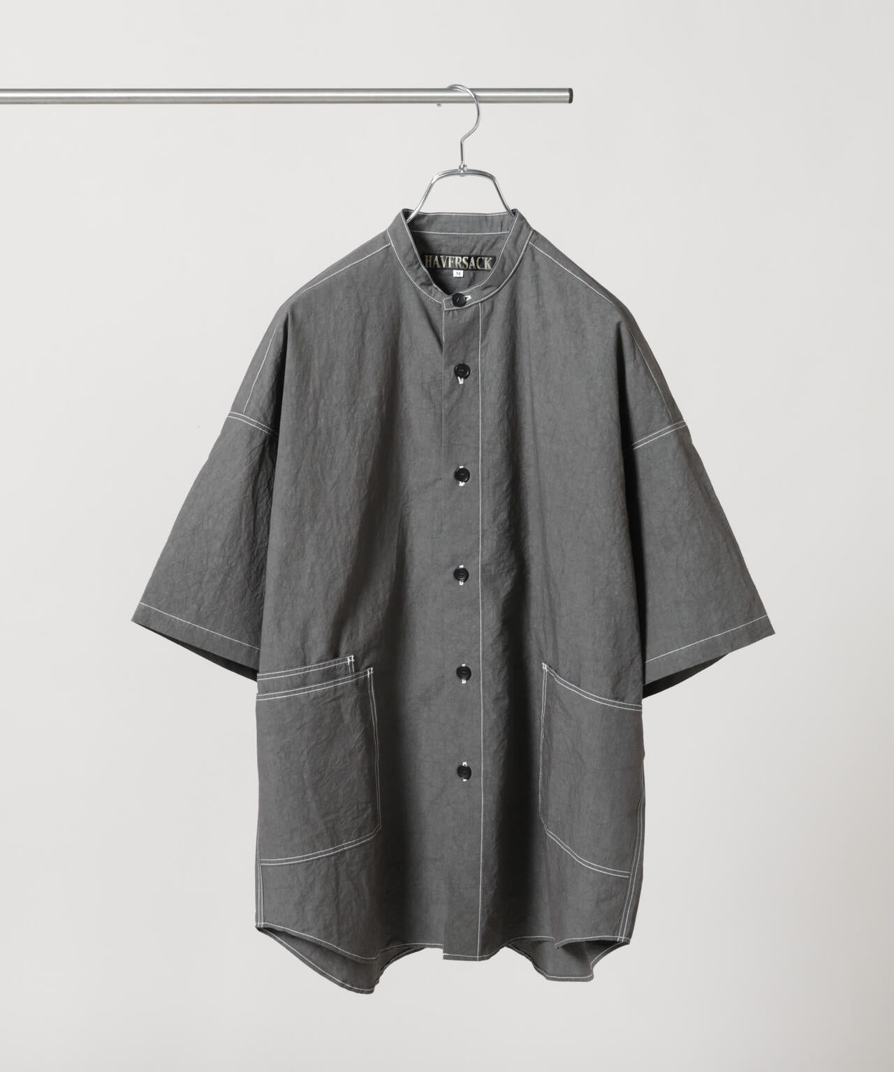 OAMC クンストハレ フェルト オーバーサイズ シャツ ジャケット814P♪ HAVERSACK/C/Lタイプライターバンドカラー半袖オーバーシャツ