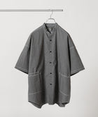 HAVERSACK/C/Lタイプライターバンドカラー半袖オーバーシャツ