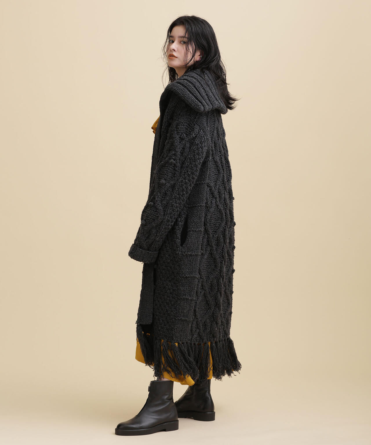 新品　CASA FLINE ニットカーディガン セール】透かし編みラウンドニットカーディガン（カーディガン