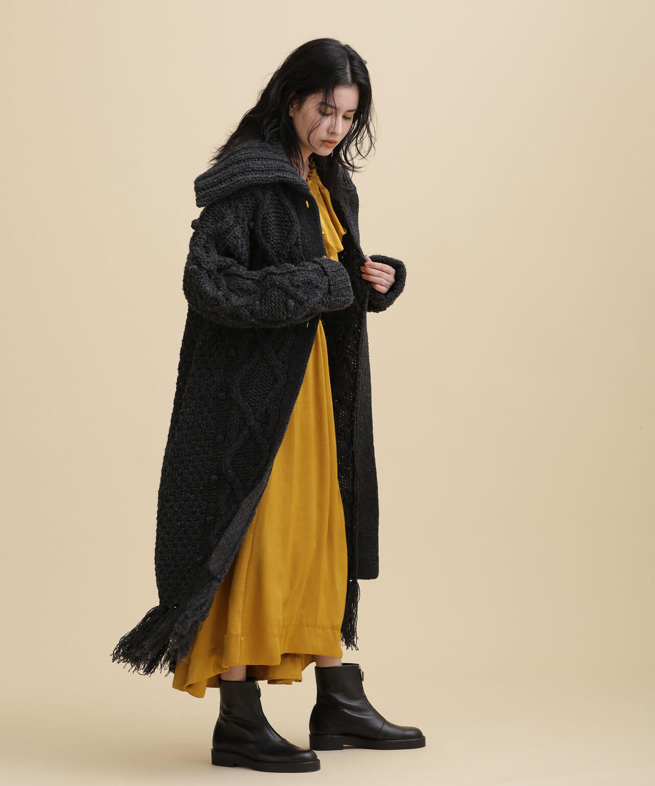 casa fline/フリンジロングニットカーディガン 6712222240
