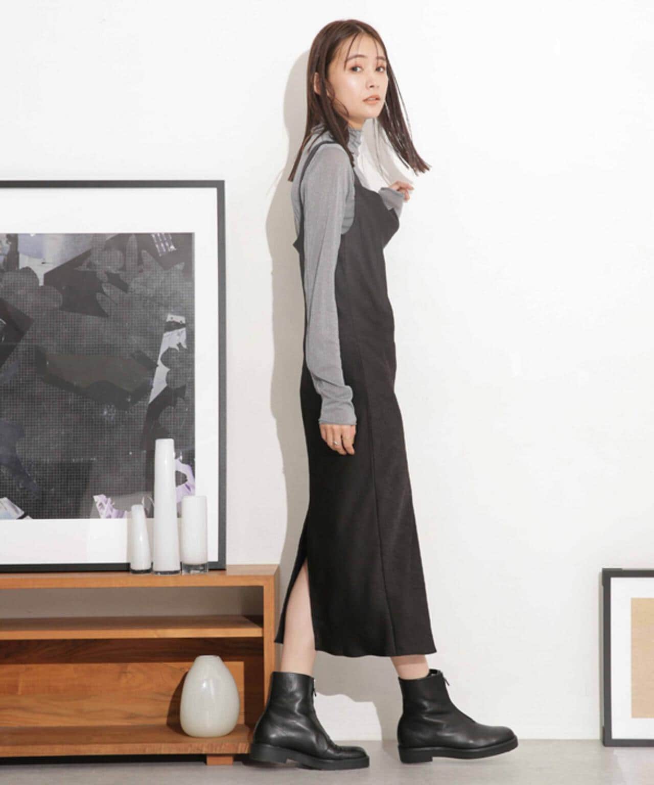 BAUM UND PFERDGARTEN/AGAMORA Crinkle Satinワンピース