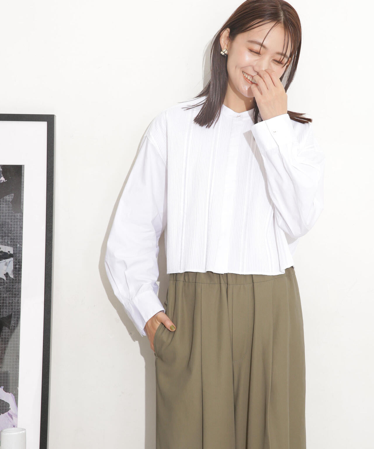 PHEETA Trinity ピンタックプルオーバーブラウス 白 綿 インド製 Pheeta/Short Shirt（Trinity）