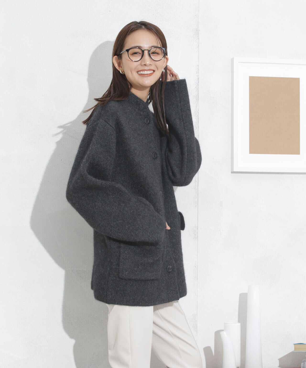 casa fline/ラクーンミックスカーディガンコート
