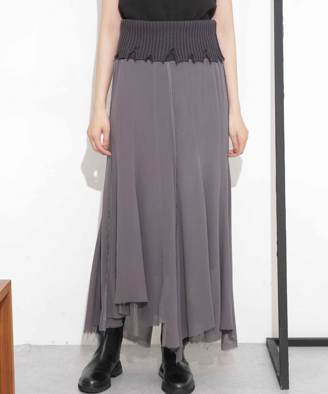 ジルサンダーJIL SANDER コットンストレッチラップスカート 紺40