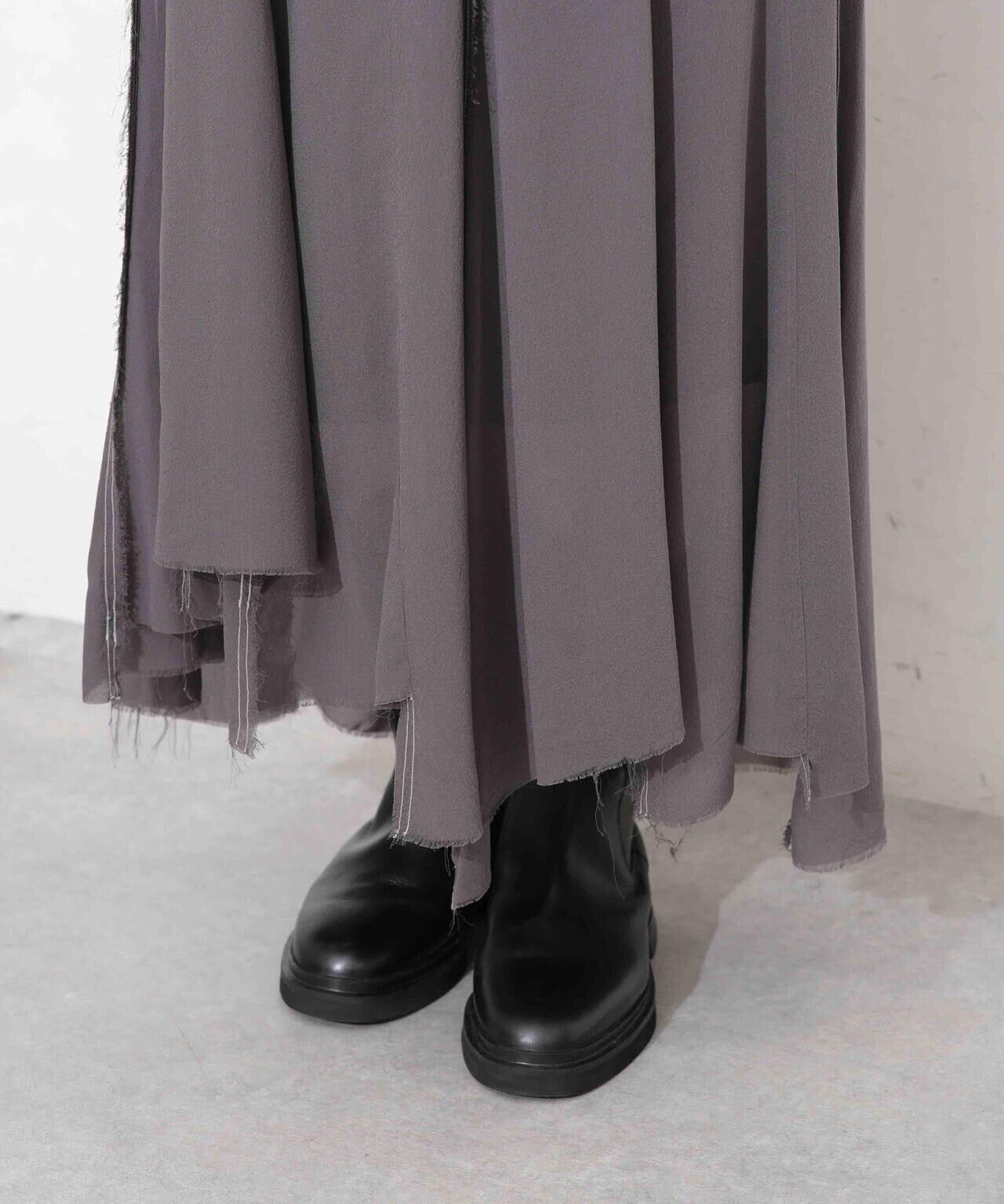 CURRENTAGE/NINA シルクシフォン ウールコンビスカート