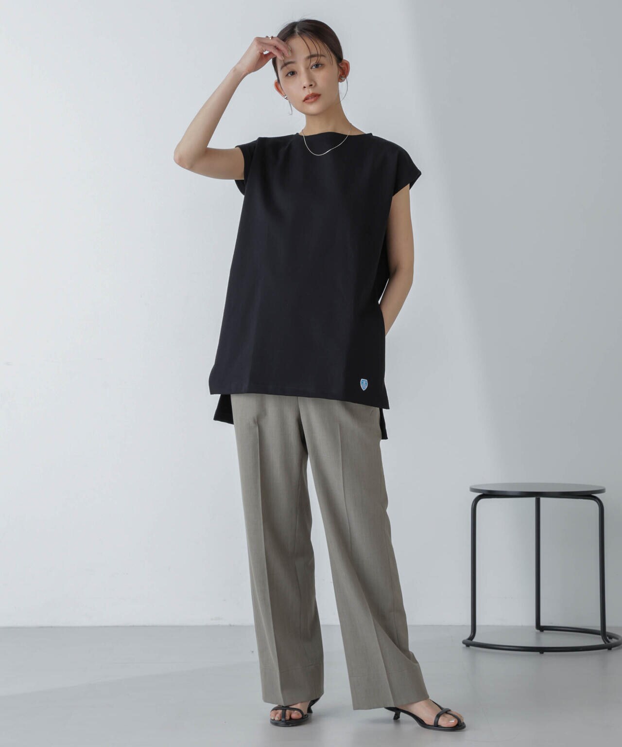 ORCIVAL/ロングスリット スリーブレス ボートネック PO 6714124035