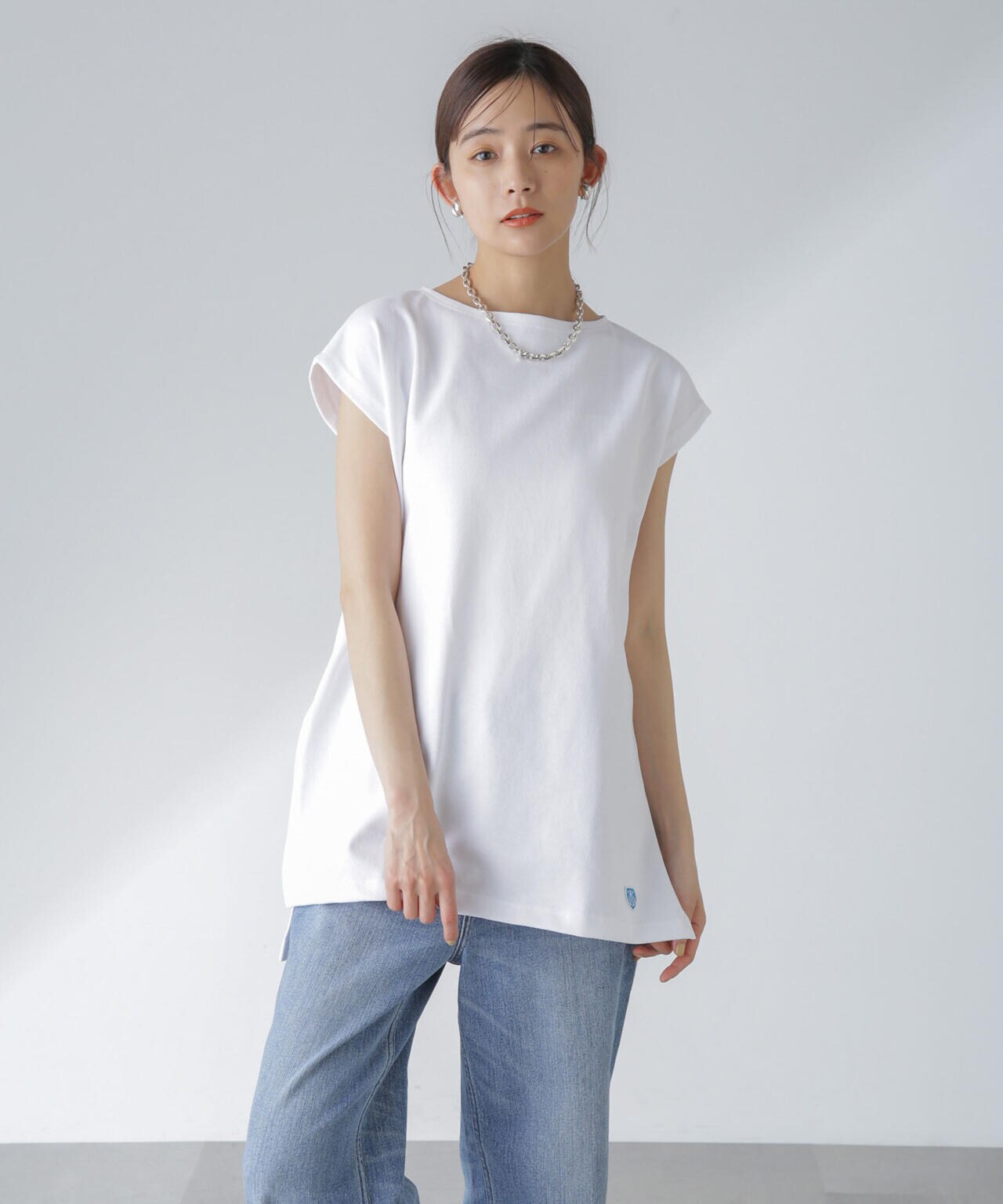 ORCIVAL/ロングスリット スリーブレス ボートネック PO 6714124035