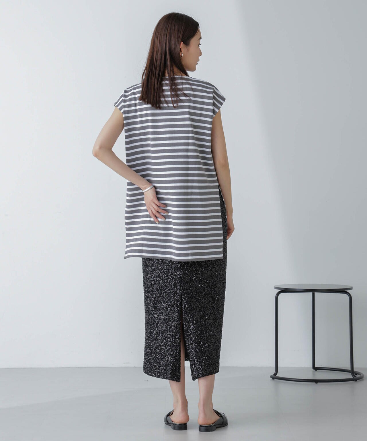 ORCIVAL/ロングスリット スリーブレス ボートネック PO 6714124035