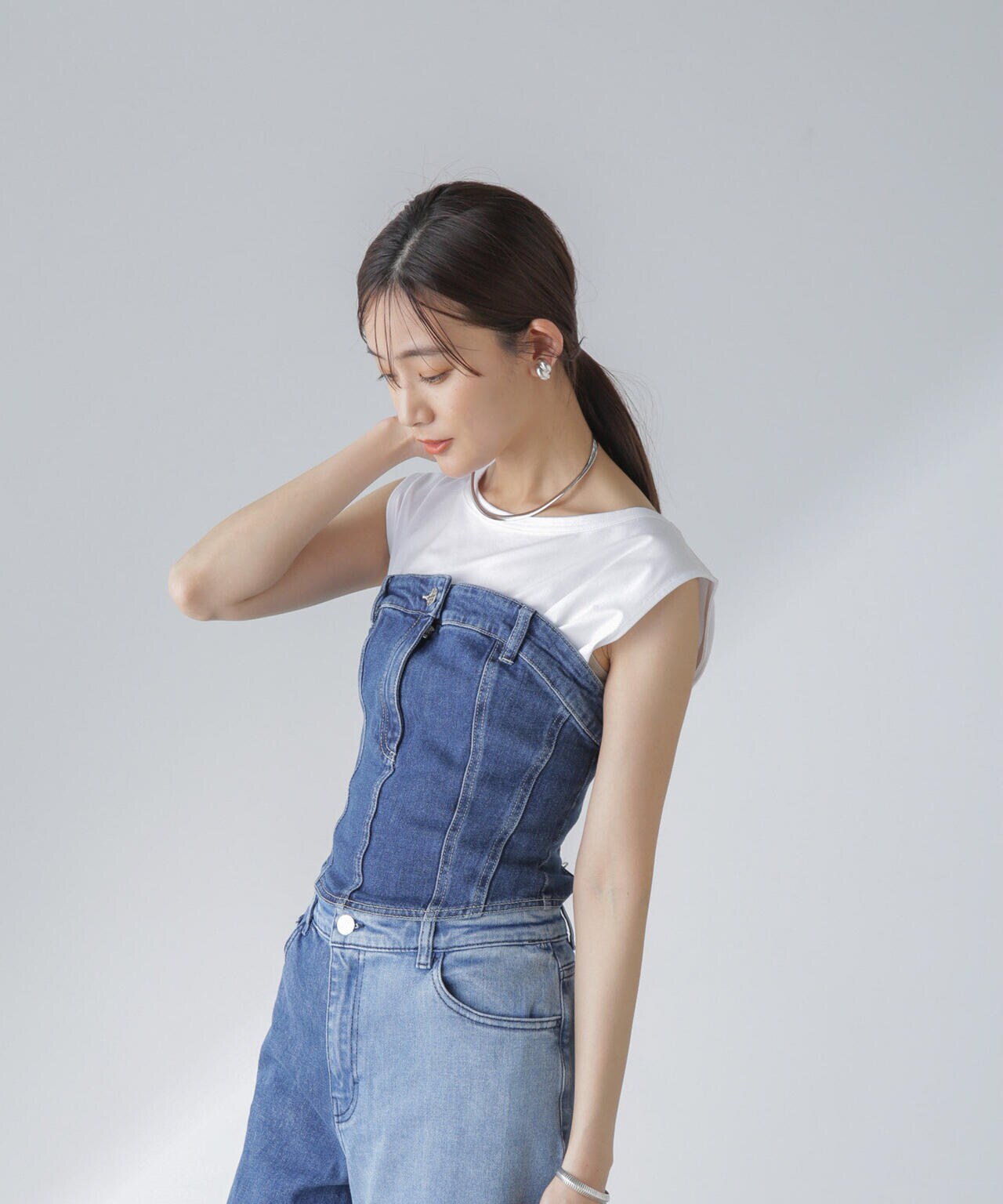 Baum und Pferdgarten/MANDI ORGANIC COTTON Denimビスチェ 6714125001