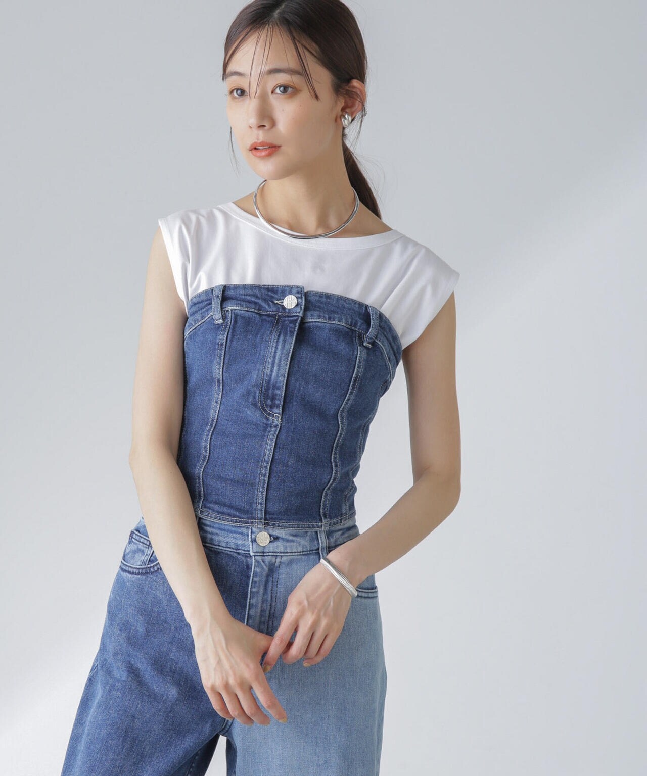 Baum und Pferdgarten/MANDI ORGANIC COTTON Denimビスチェ 6714125001