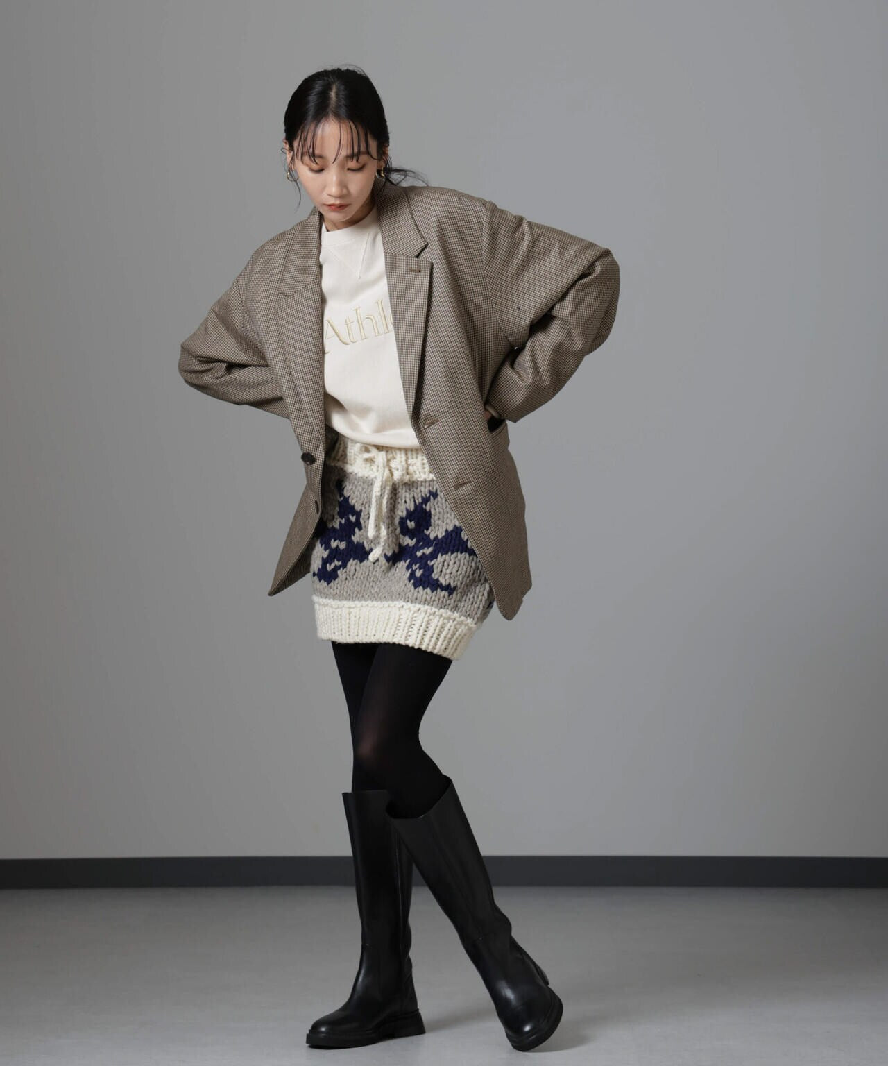 RhodolirioN/Oversized Jacket - Houndstooth 6714216010