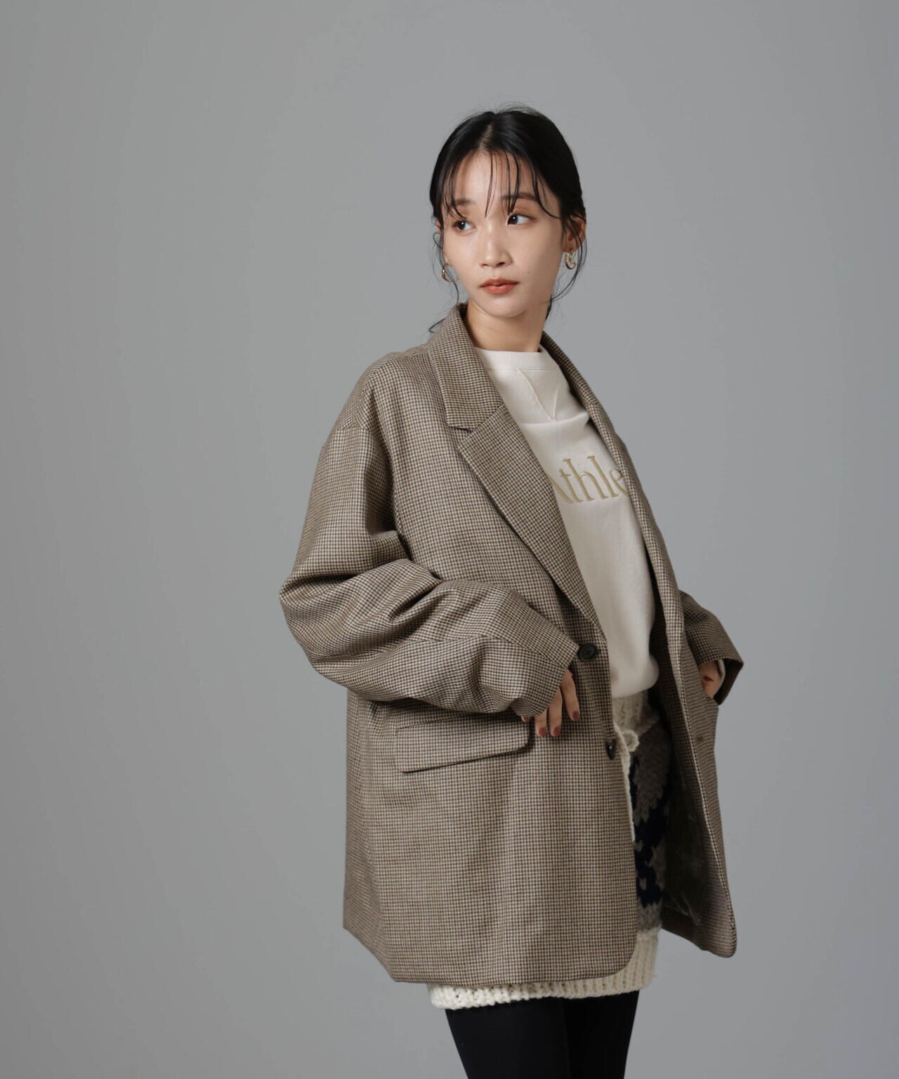 RhodolirioN/Oversized Jacket - Houndstooth 6714216010