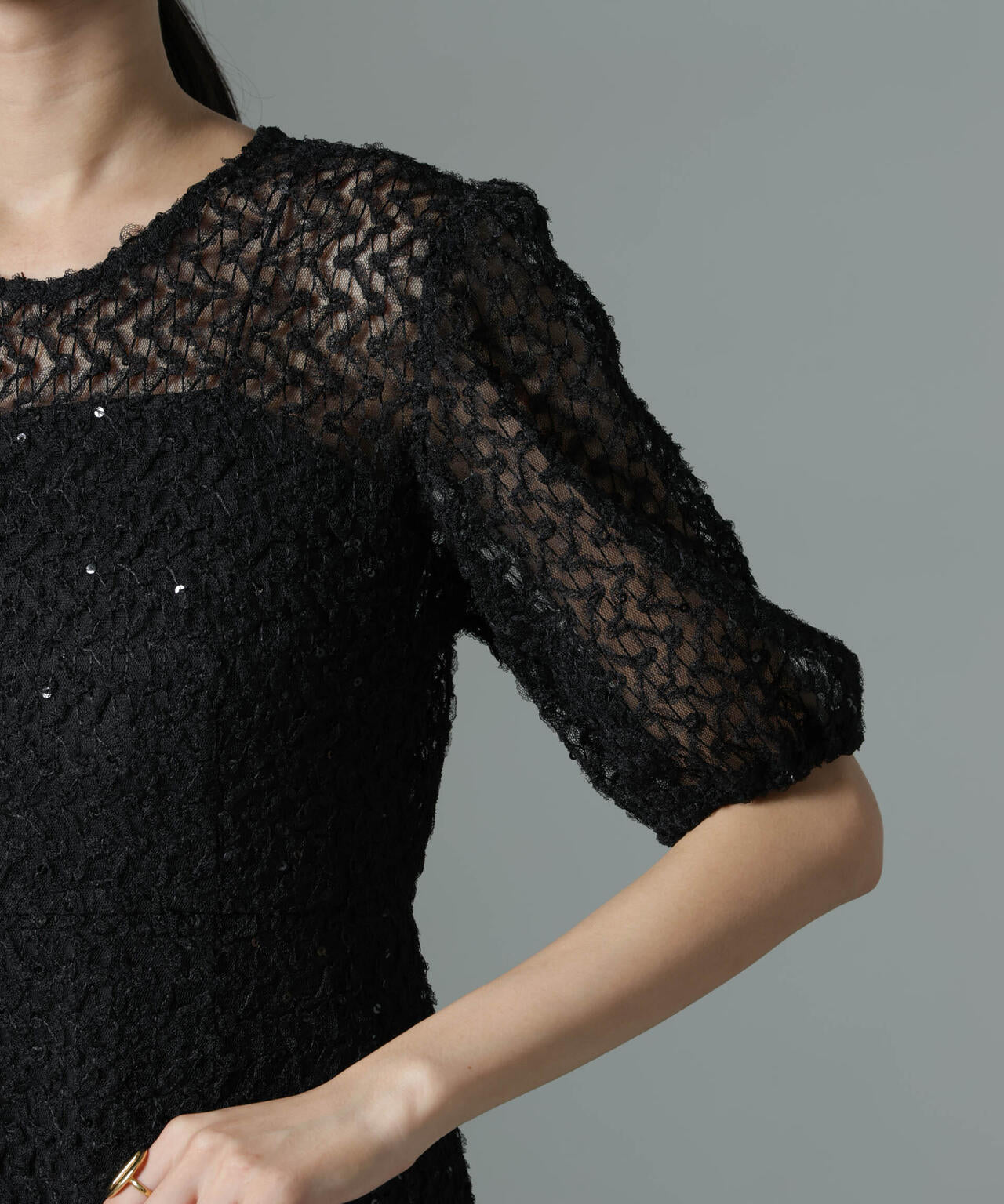 kaene/スパンコールレースドレス 6714219031