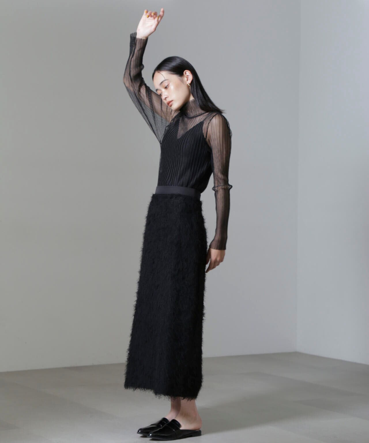 Hirth Martinez / Hirth From Earth シュリンク付 ESTHE / High Neck Mesh Pleated Top