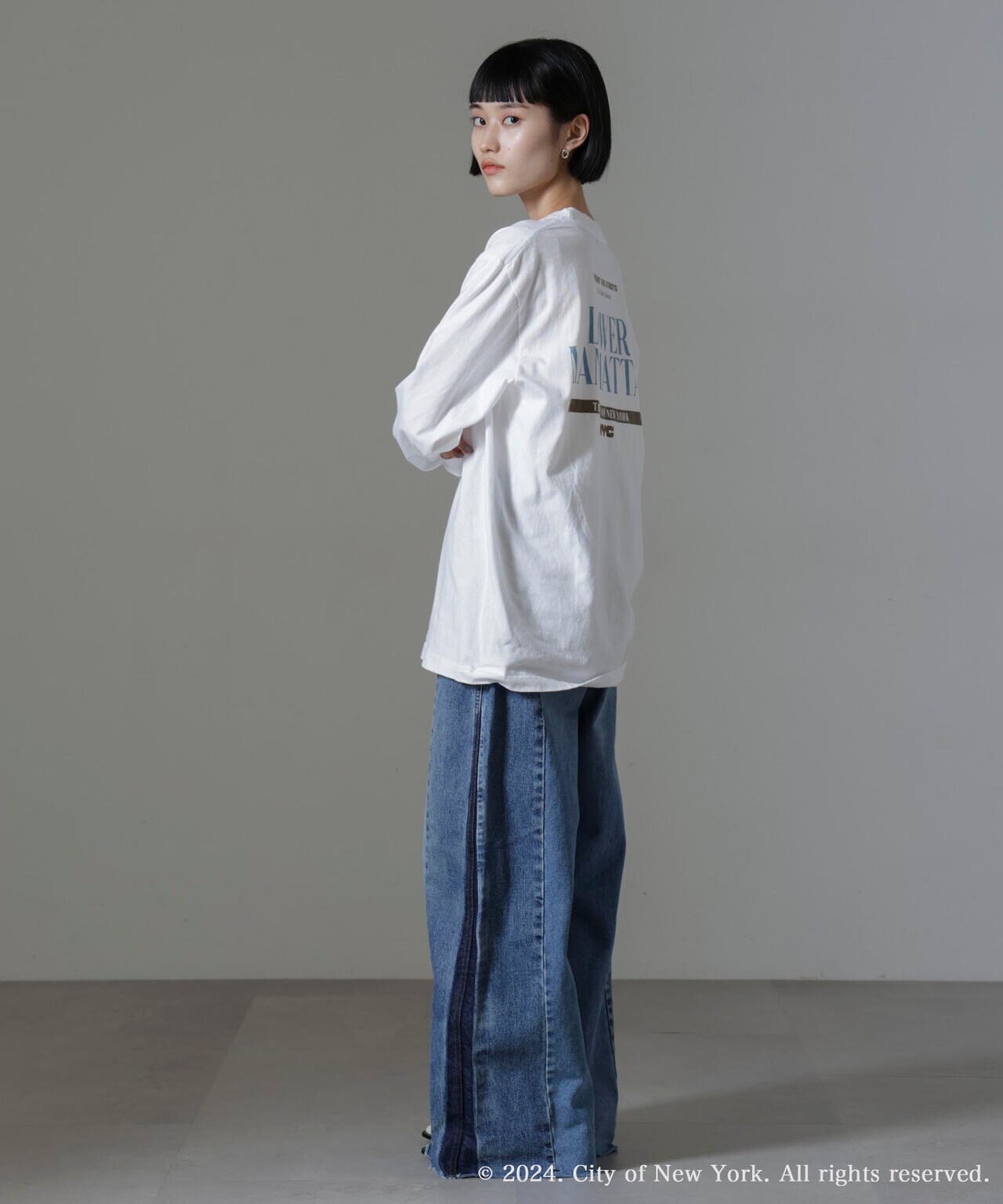 GOOD ROCK SPEED / NYC プリント ロングスリーブ Tシャツ ホワイト