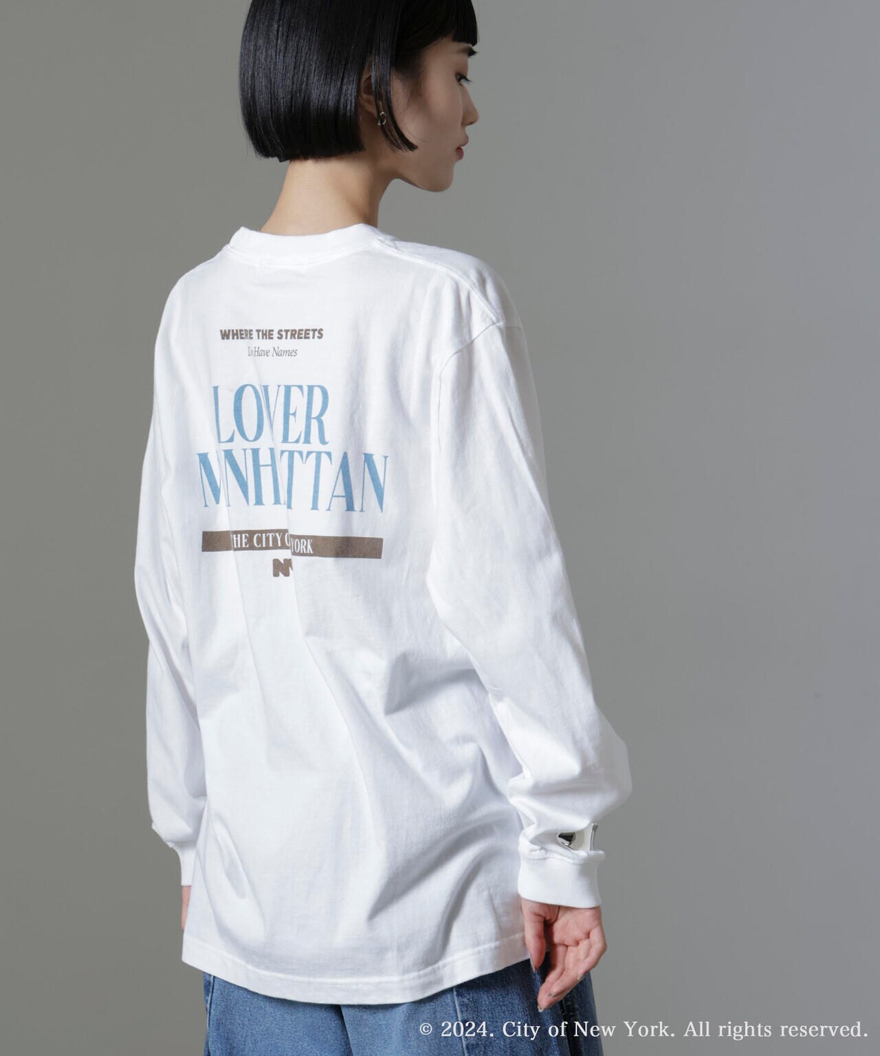 GOOD ROCK SPEED/NYC プリント ロングスリーブTシャツ ホワイト 6714223047