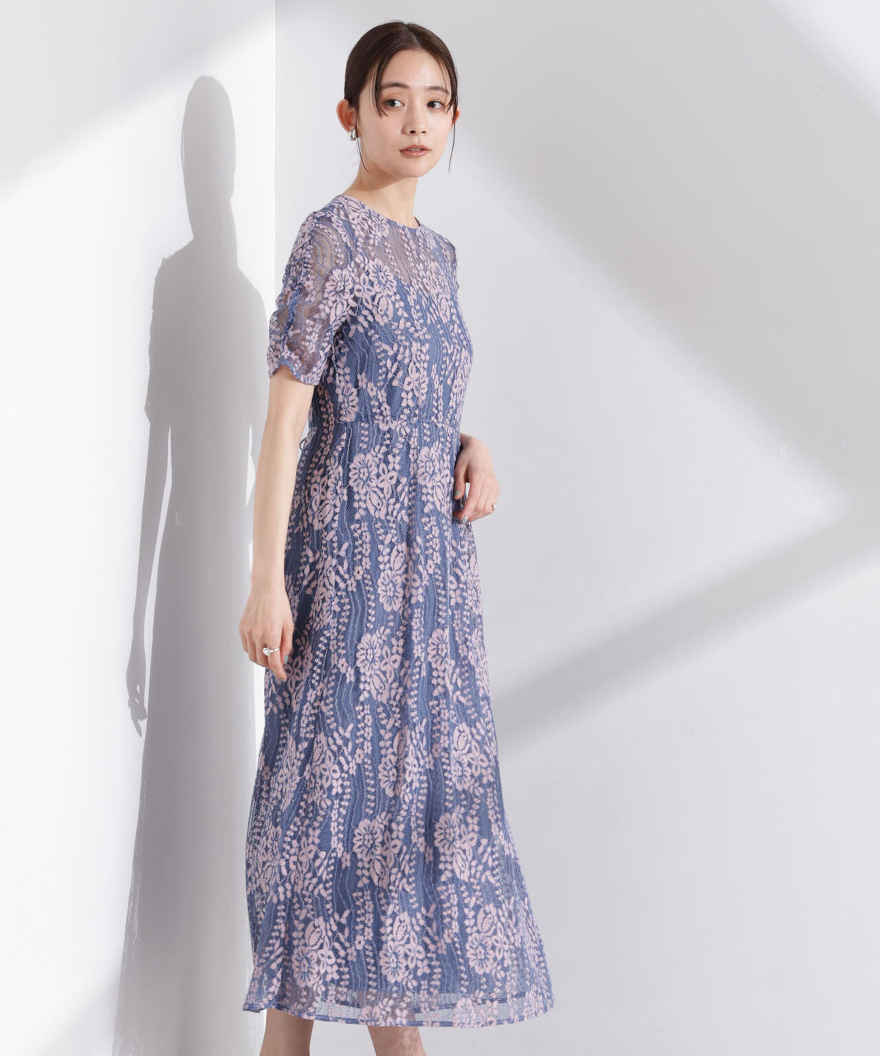 kaene/配色レースエプロンワンピース 6715119058