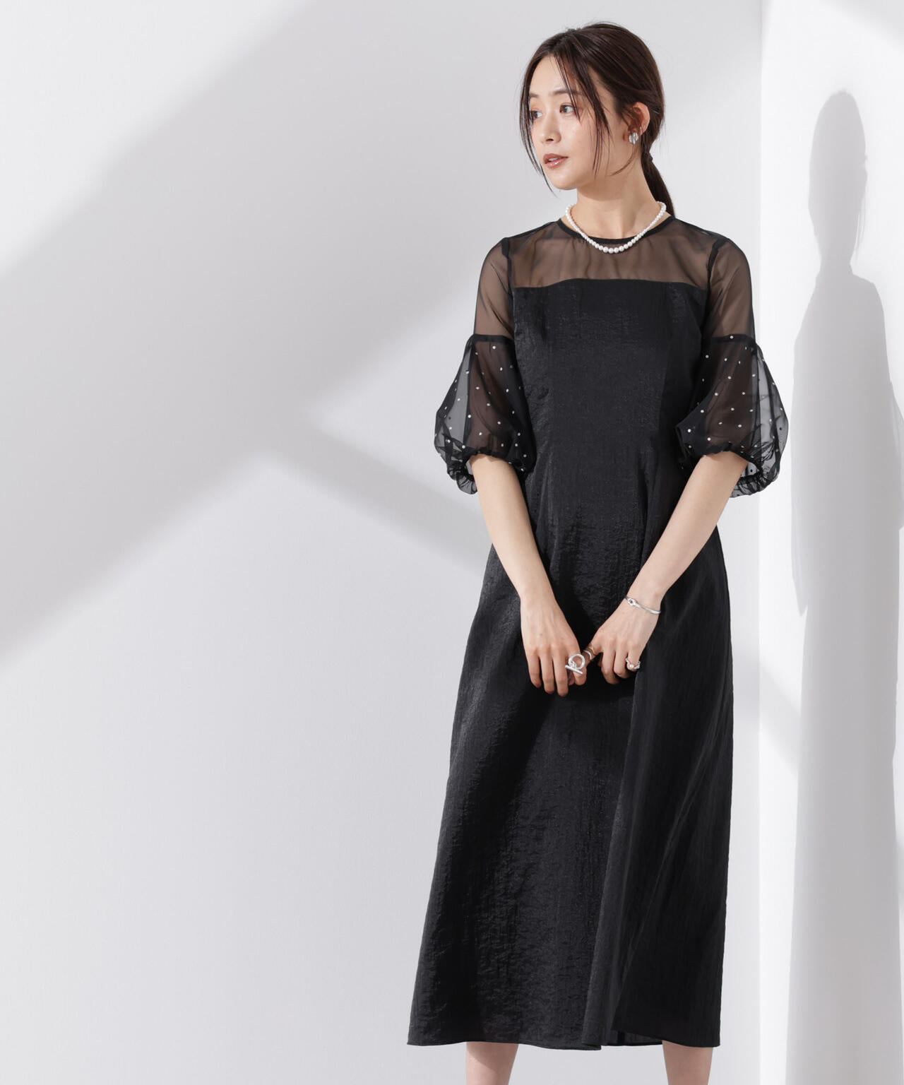 kaene カエン デザインパールドレス ブラック　size34 セール】パールマーメイドドレス（ドレス）｜kaene（カエン）の