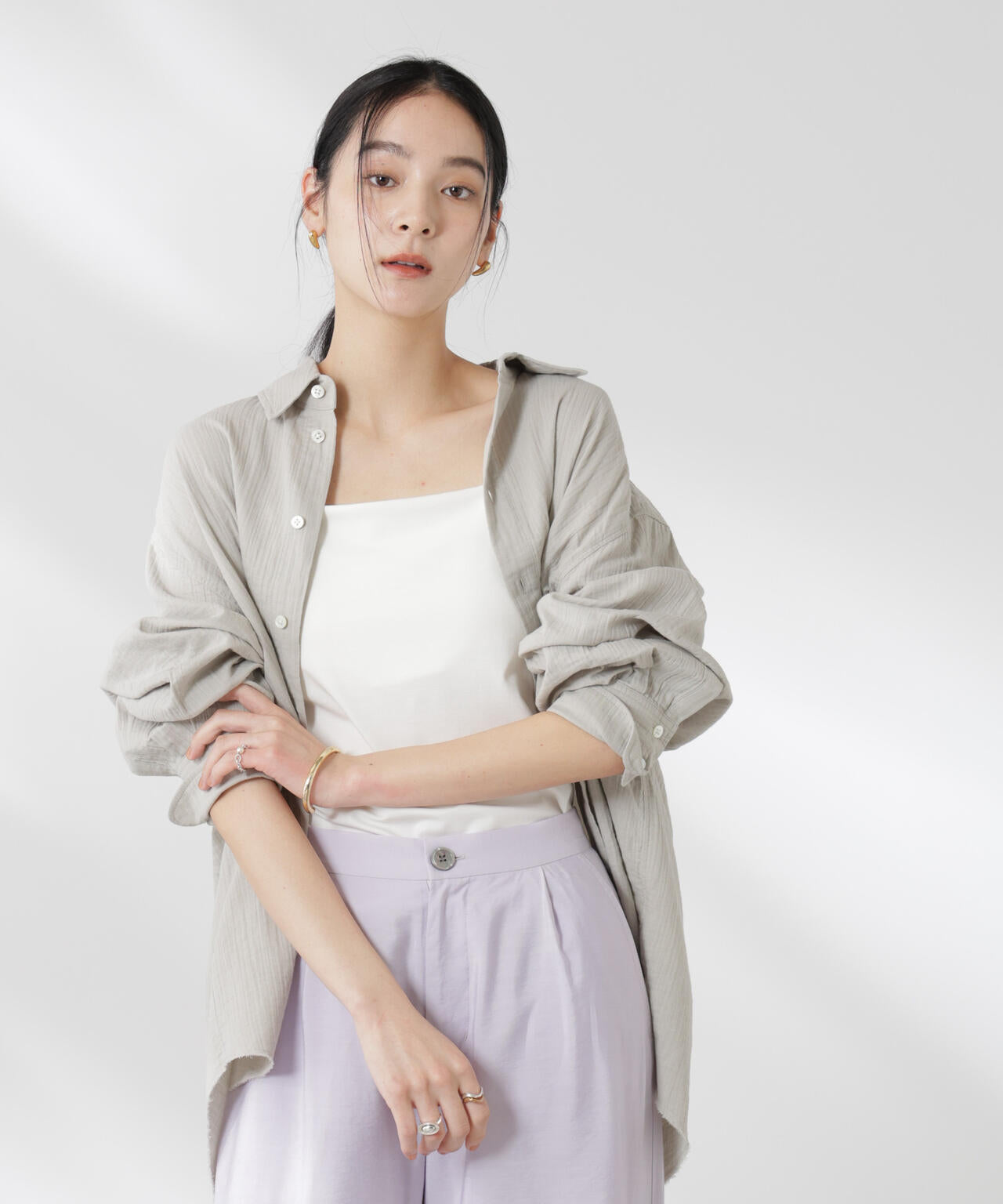 ブラウス シャツ GREYCHORD/SANDY BIG オーバーサイズロングスリーブシャツ レディース GREYCHORD / SANDY BIG オーバーサイズ ロングスリーブ シャツ