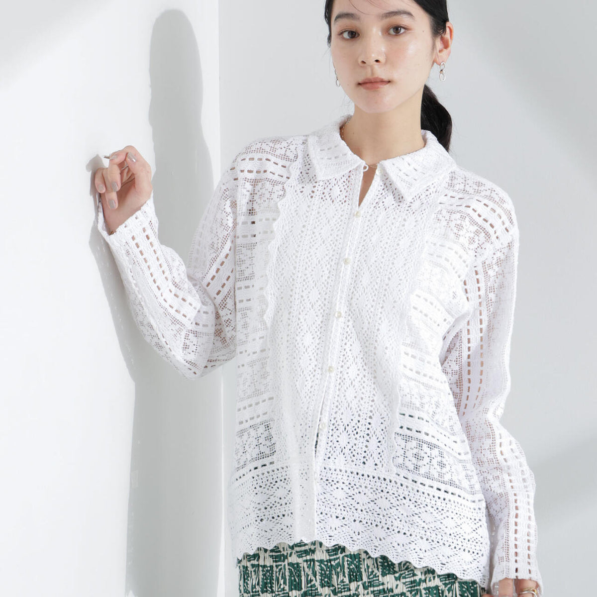 sara mallika(サラマリカ) COTTON BORDER LACE Sara mallika / COTTON BORDER LACE TOP