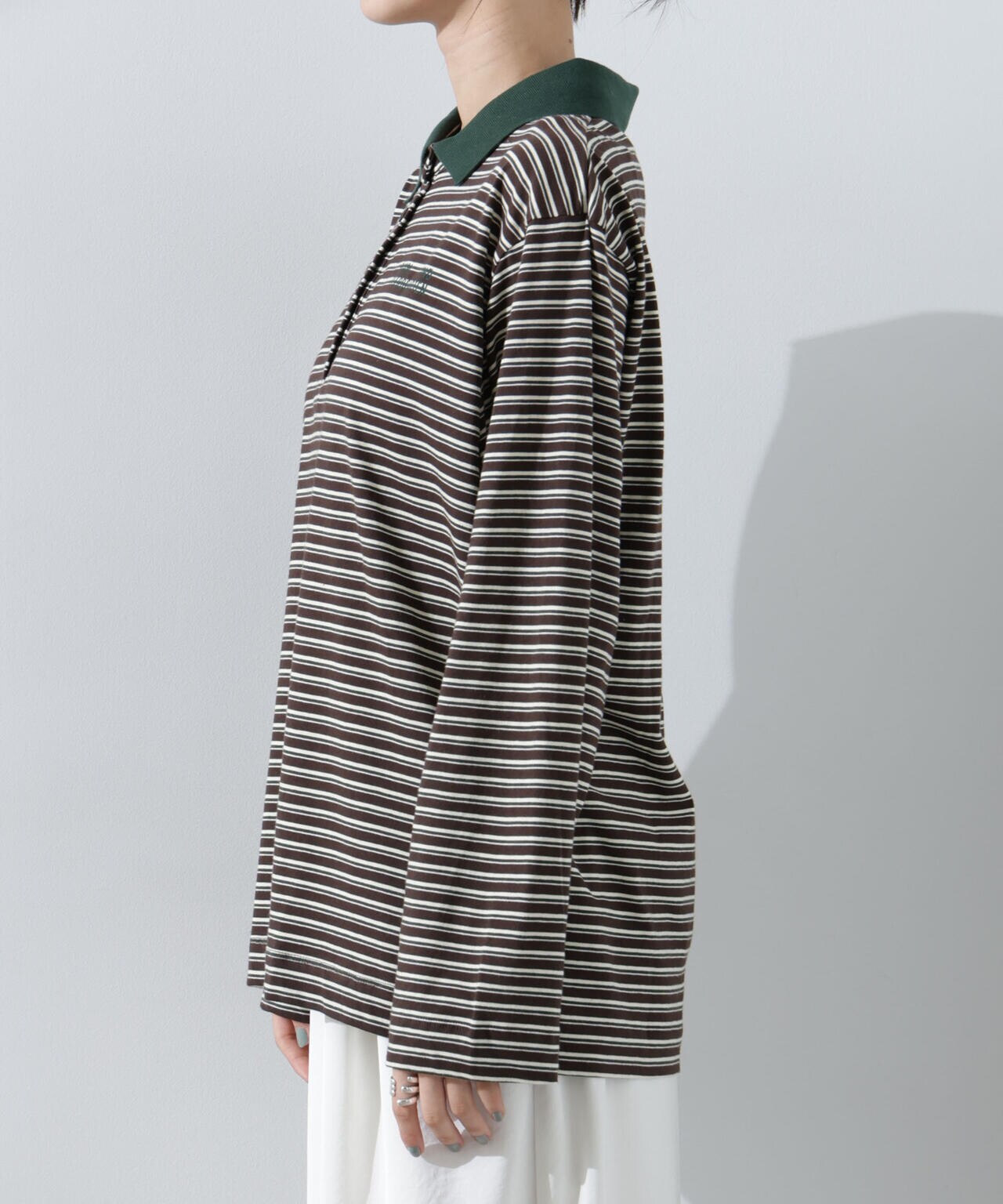 ★新品★BAUM UND PFERDGARTEN ストライプ柄 五分袖ポロシャツ BAUM UND PFERDGARTEN / JEANNI Brown Polo Stripe