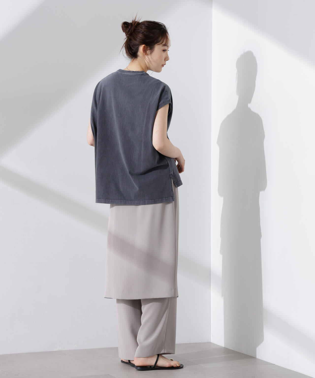 upper hights (アッパーハイツ)　ウォッシュド　ビフィージャージ　ルーミーフレンチスリーブ　トップス　BIG NO SLEEVE TEE upperhights upper hights (アッパーハイツ) ウォッシュド ビ