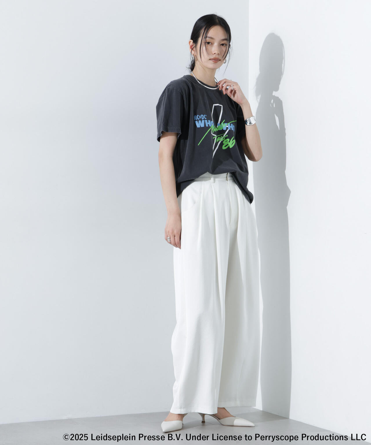 GOOD ROCK SPEED / AC/DC プリント Tシャツ チャコール
