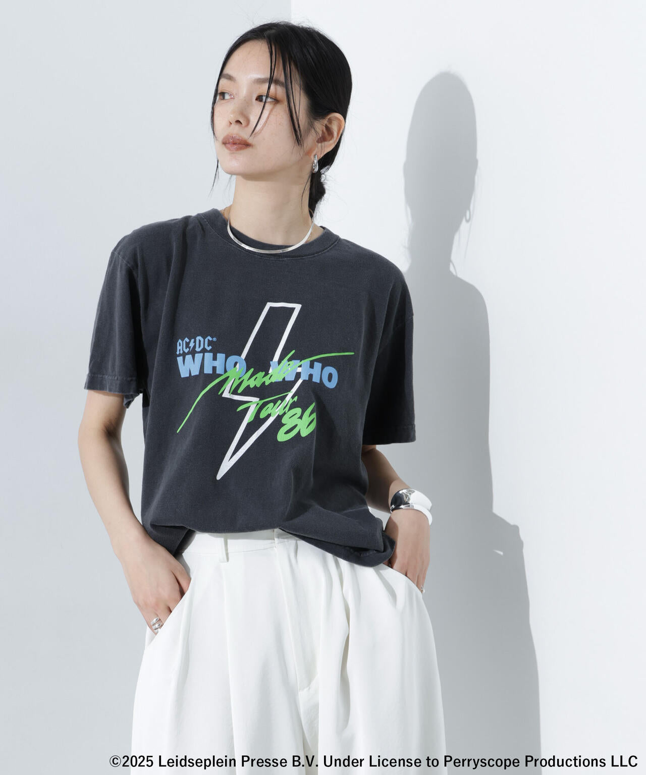 GOOD ROCK SPEED / AC/DC プリント Tシャツ チャコール