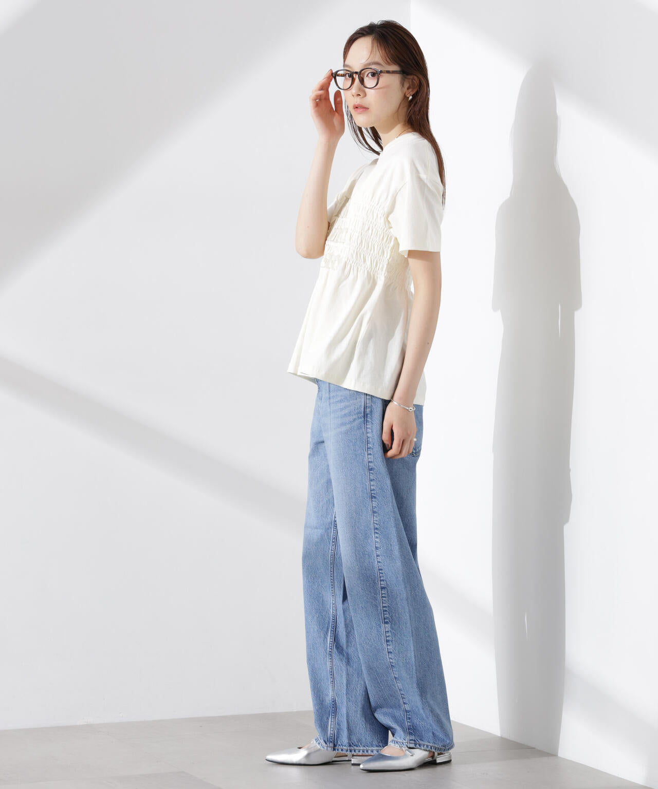 ダメージ バルーン デニム ミッドライズ 夏 ライトカラー hr9653 upper hights /THE DONA ミッドライズバルーン デニム