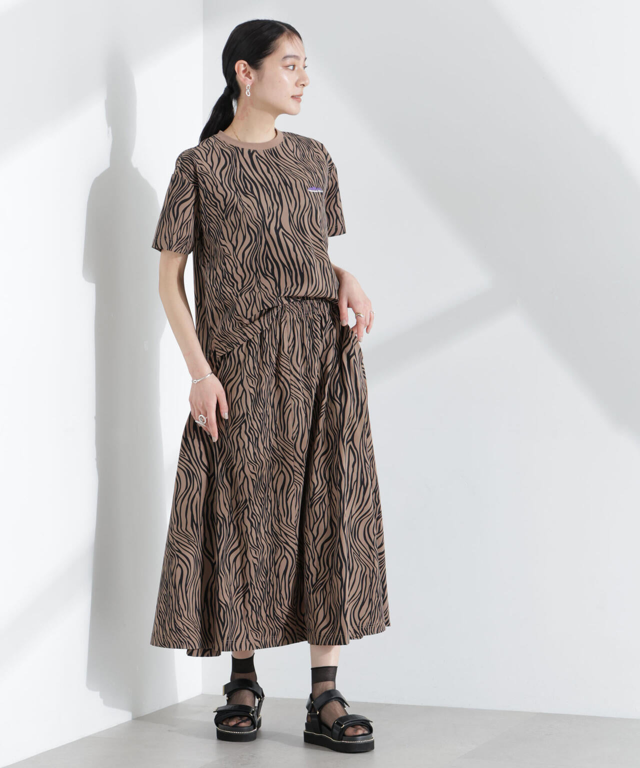THOUSAND MILE / ショートスリーブ Tシャツ スカートセット ゼブラ