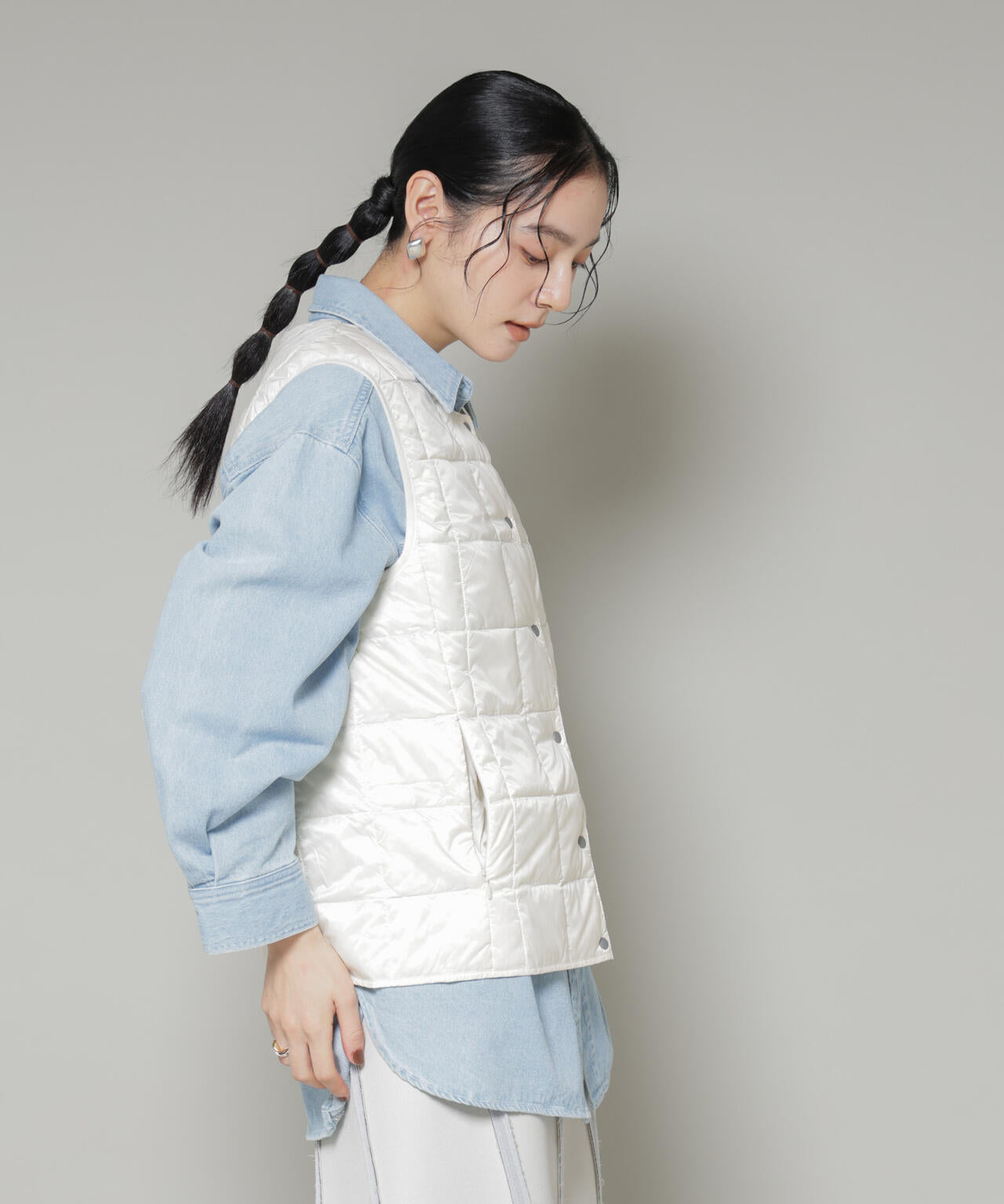 TAION/クルーネックボタンダウンベスト 6715214008