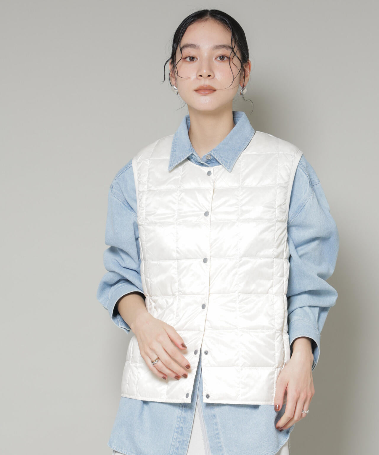 TAION/クルーネックボタンダウンベスト