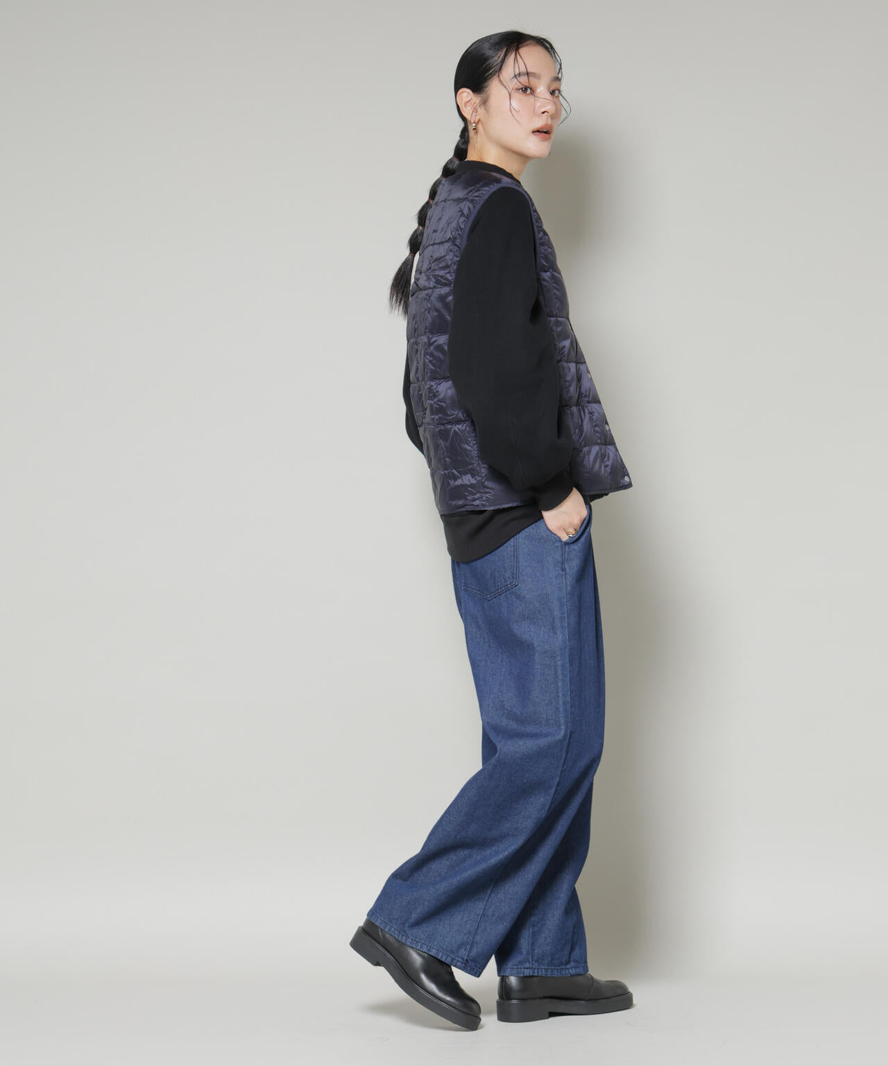 TAION/クルーネックボタンダウンベスト 6715214008