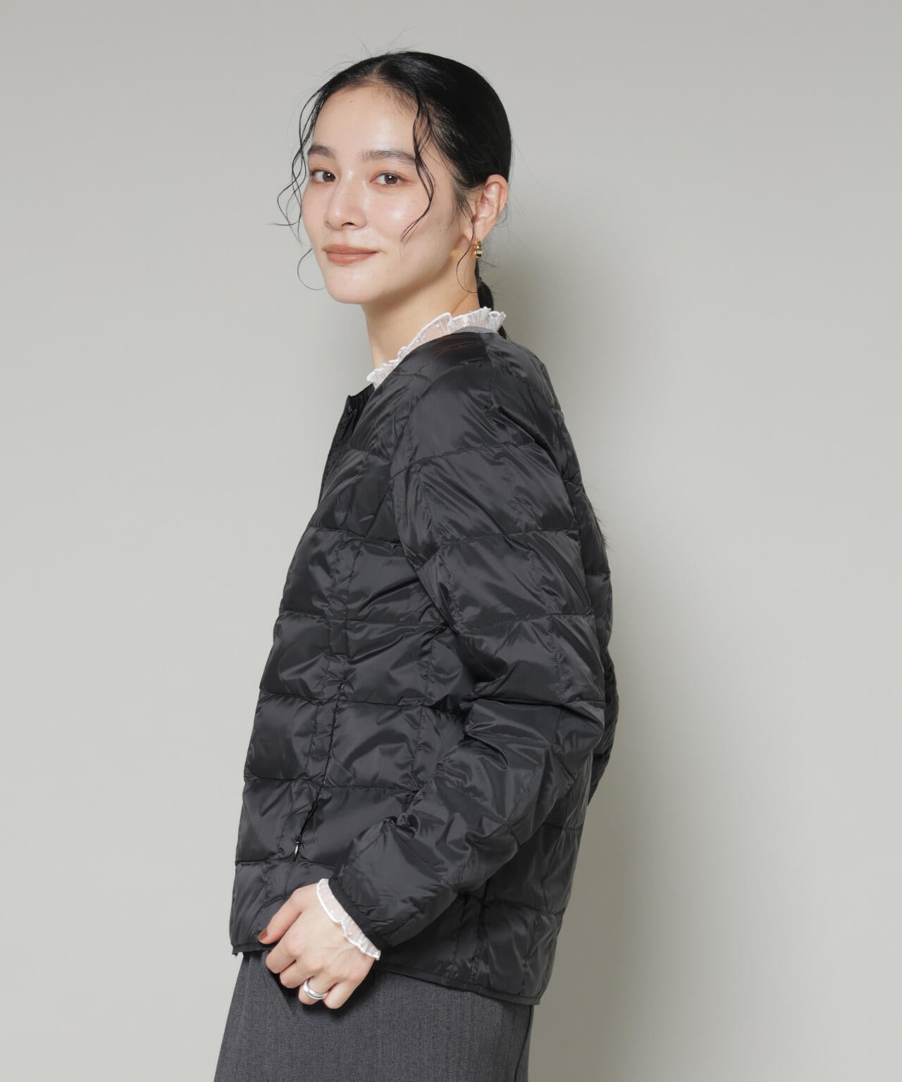 TAION/クルーネックボタンダウンジャケット 6715214009