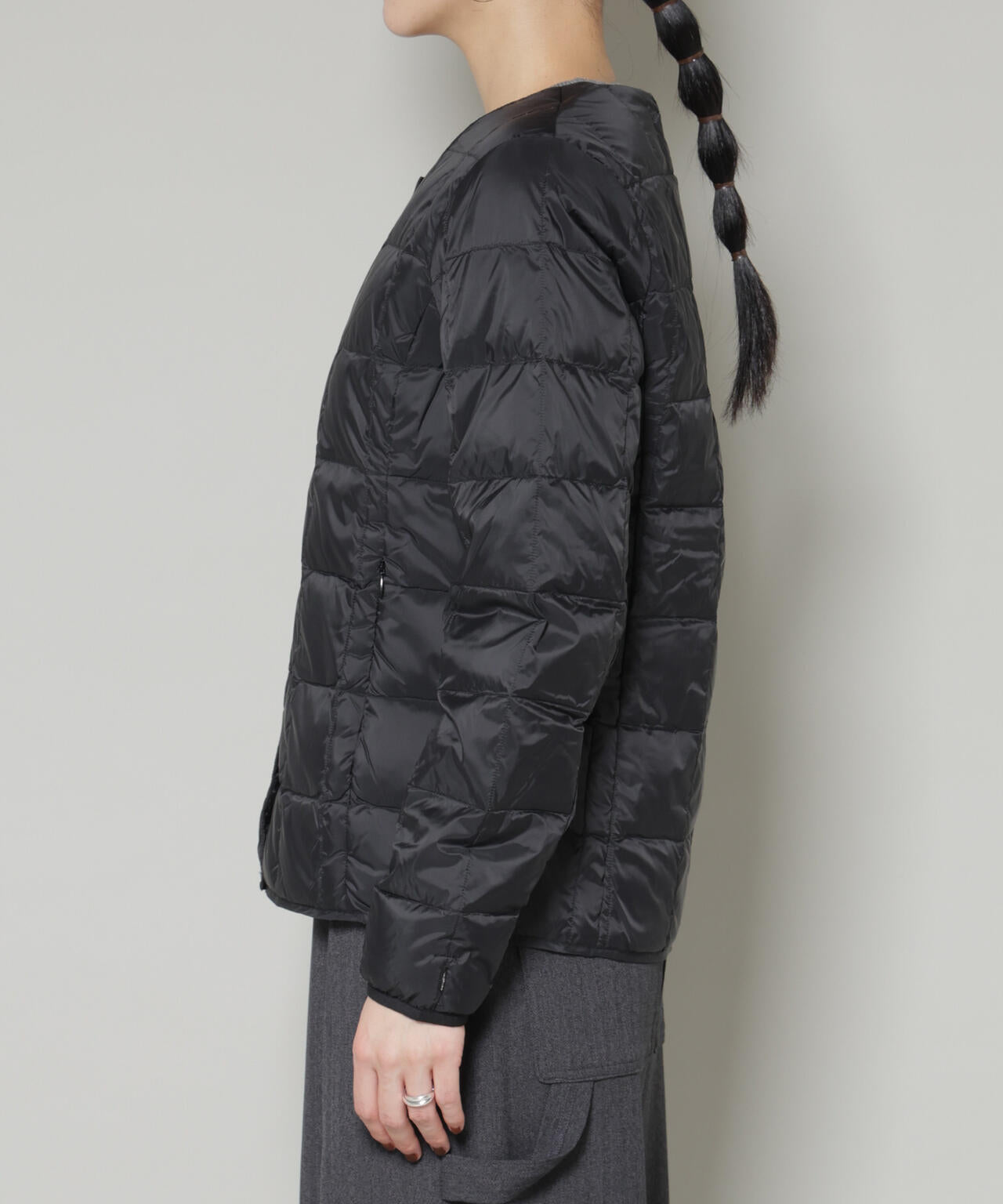 TAION / クルーネック ボタン ダウンジャケット