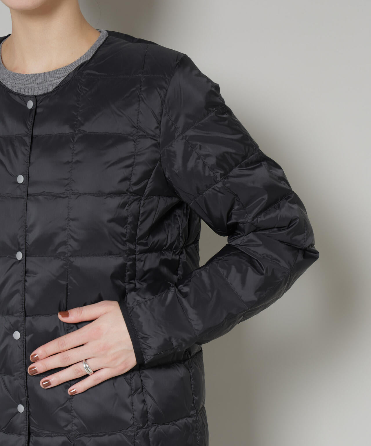 TAION/クルーネックボタンダウンジャケット 6715214009