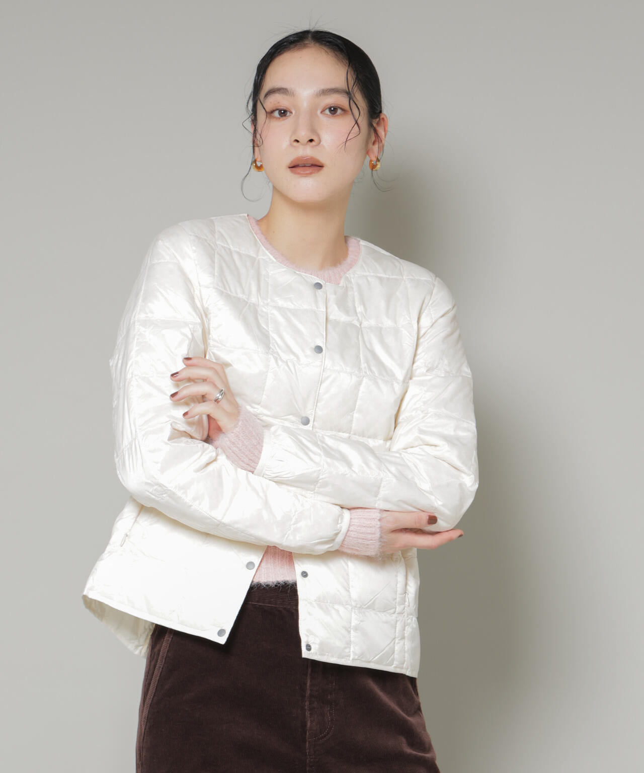 TAION/クルーネックボタンダウンジャケット 6715214009