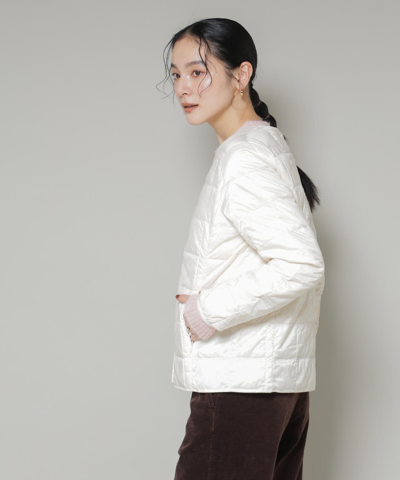 TAION/クルーネックボタンダウンジャケット 6715214009