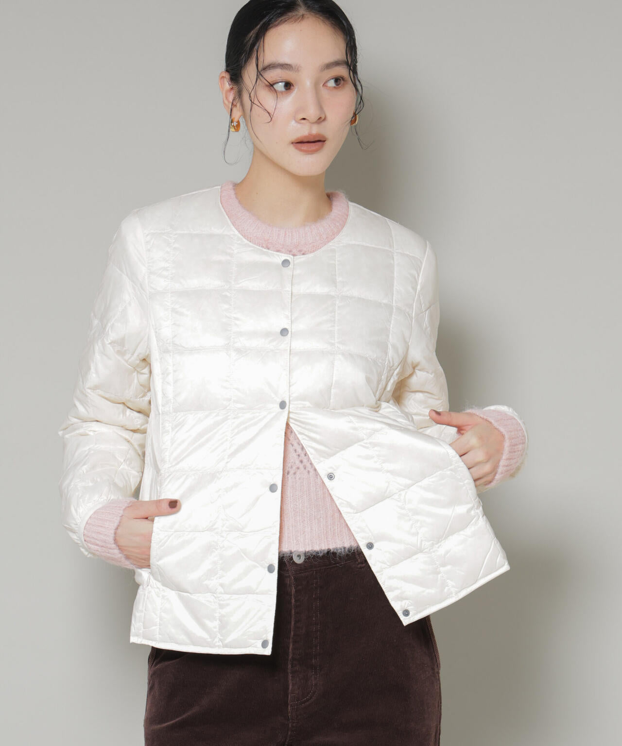 TAION/クルーネックボタンダウンジャケット 6715214009