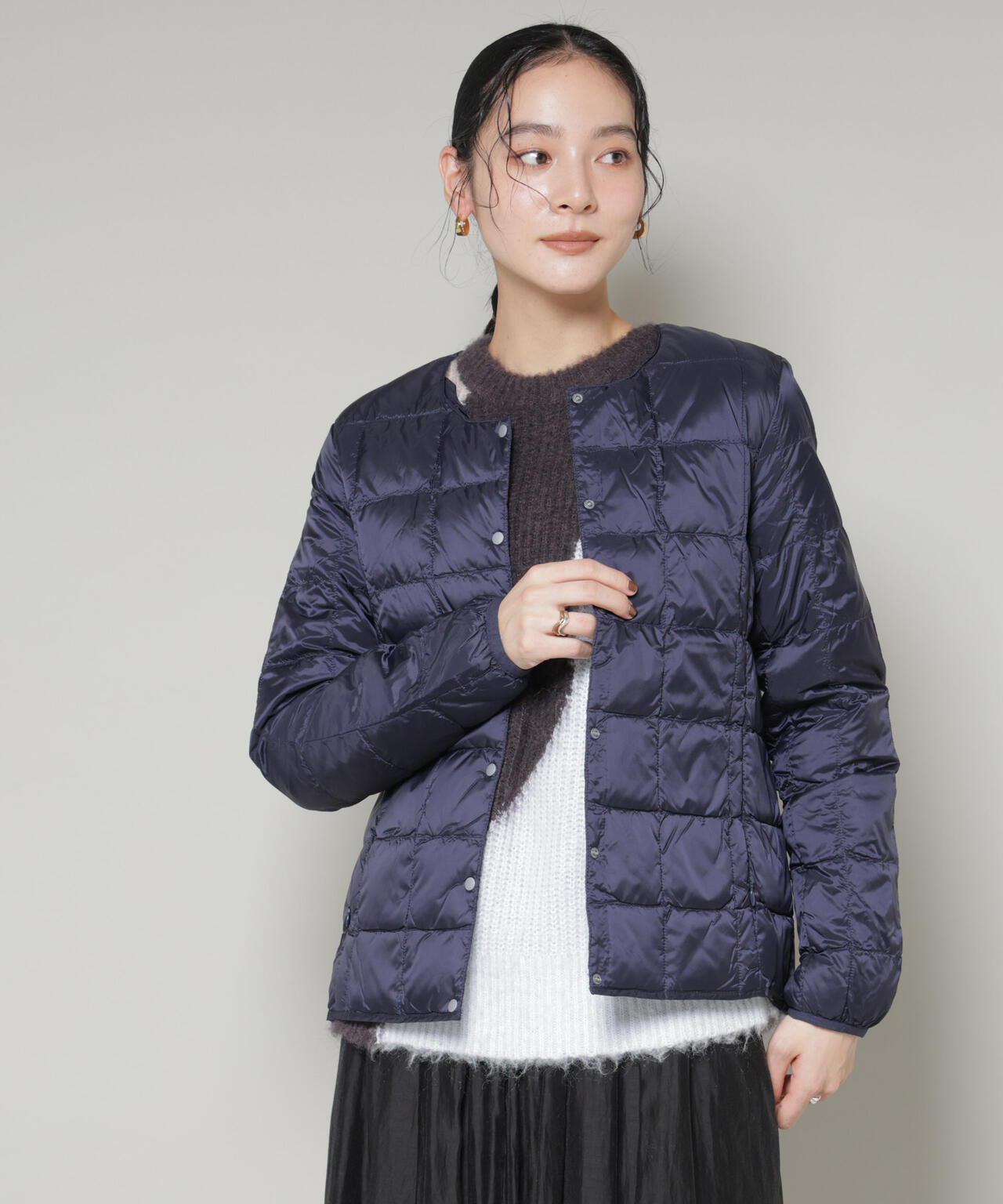 TAION/クルーネックボタンダウンジャケット 6715214009