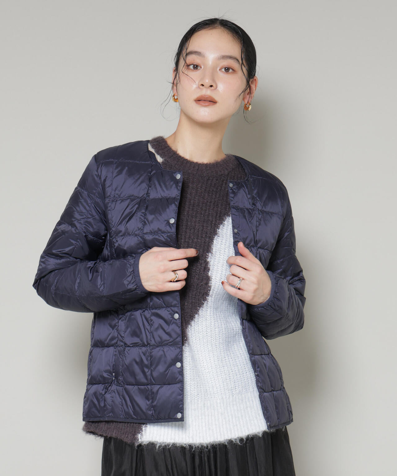 TAION/クルーネックボタンダウンジャケット 6715214009