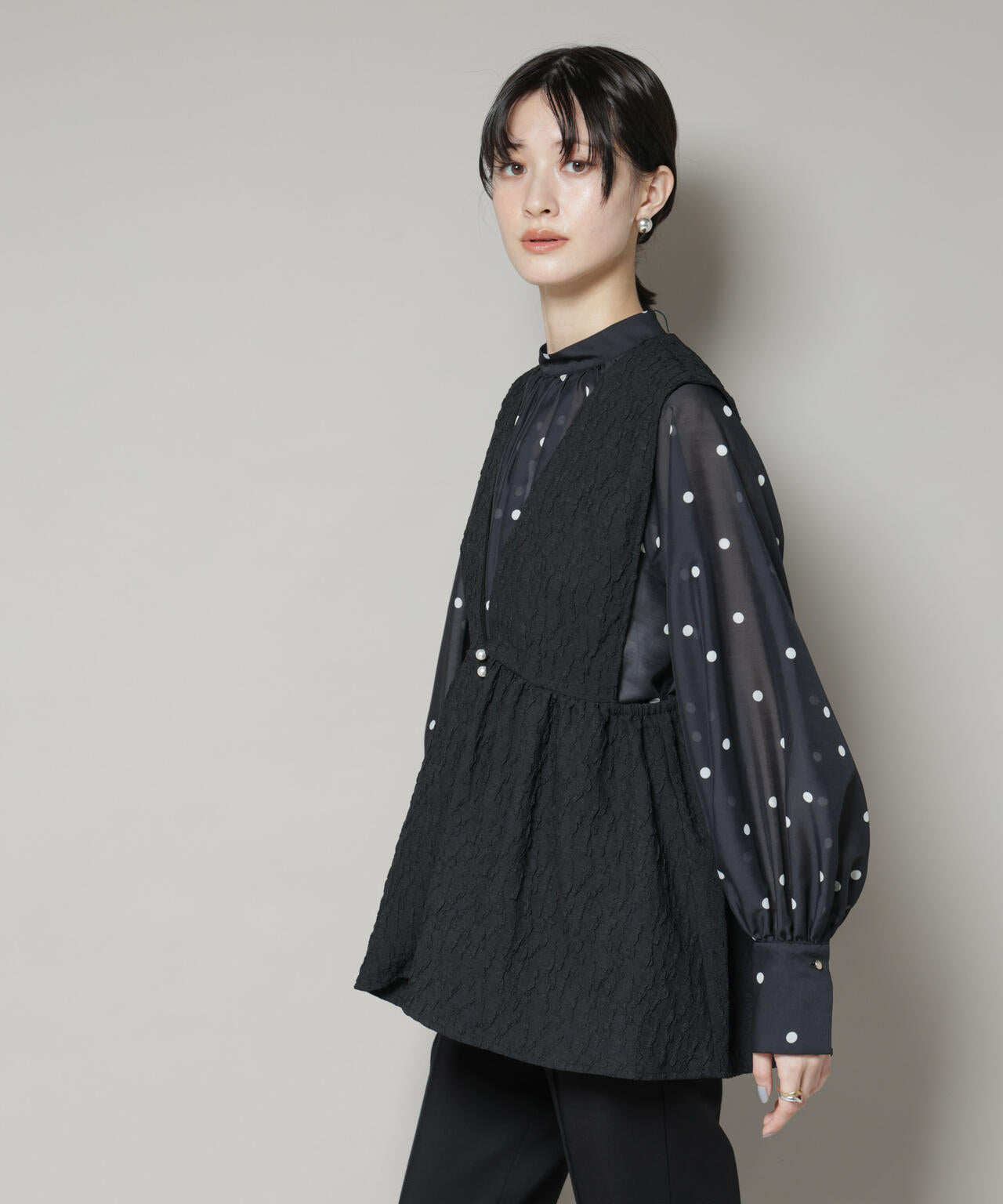 troisiemechaco/PUFFY JACQUARD　ジレ 6715216016
