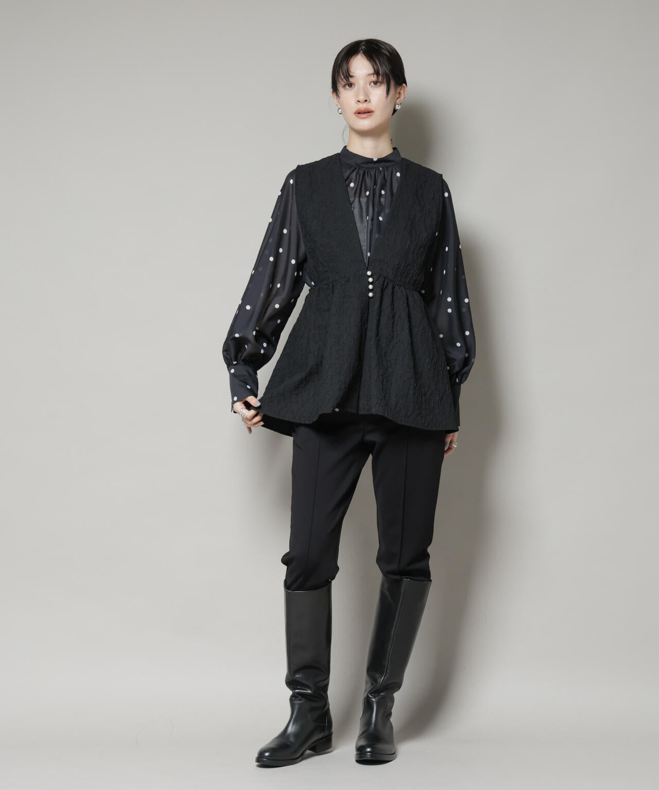 troisiemechaco/PUFFY JACQUARD　ジレ 6715216016