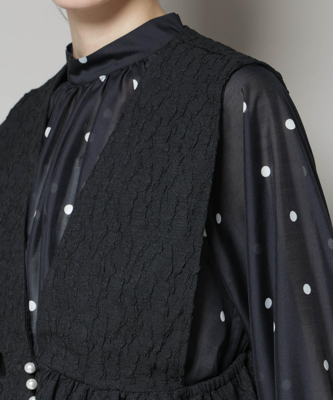 troisiemechaco/PUFFY JACQUARD　ジレ 6715216016