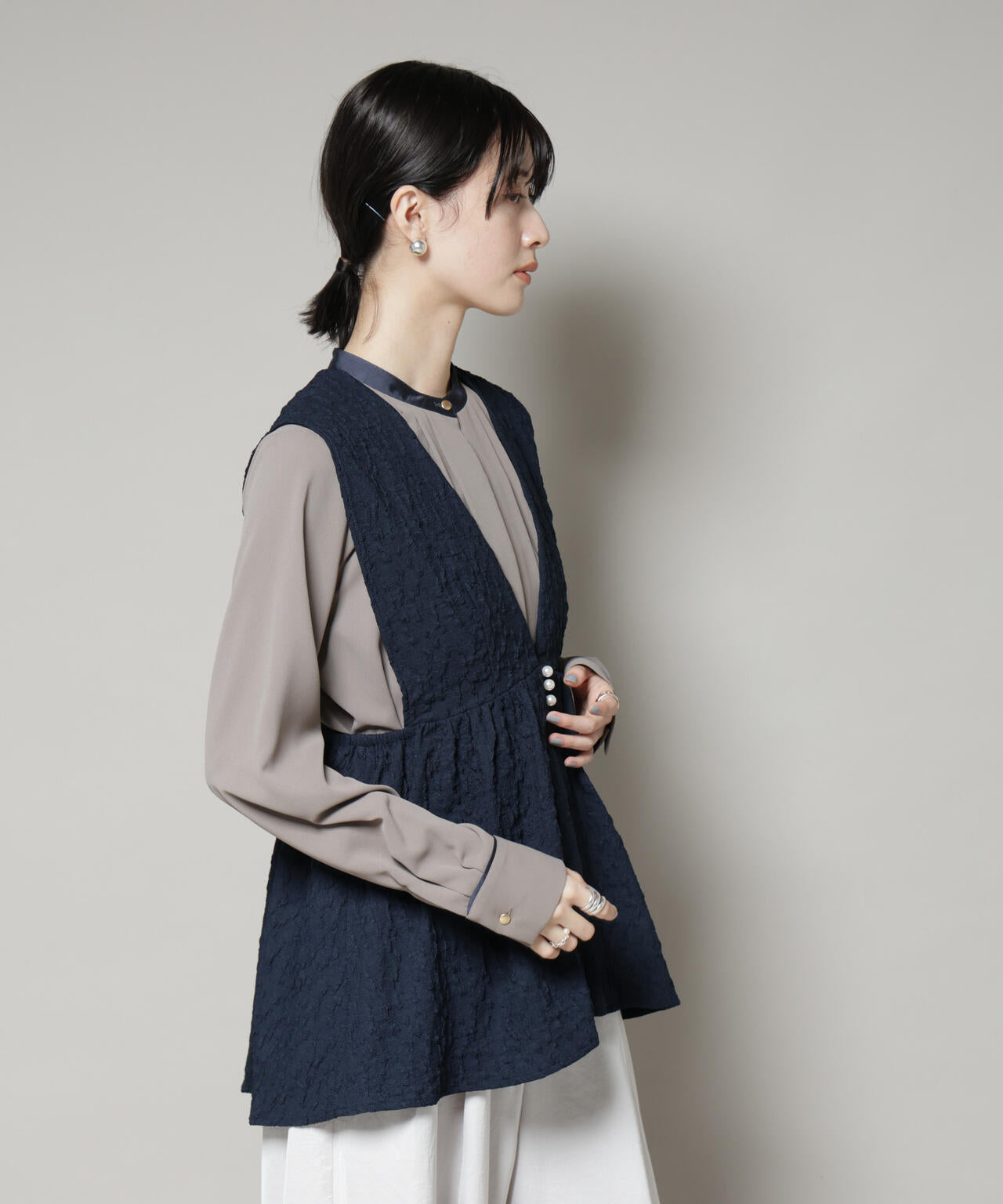 troisiemechaco/PUFFY JACQUARD　ジレ 6715216016