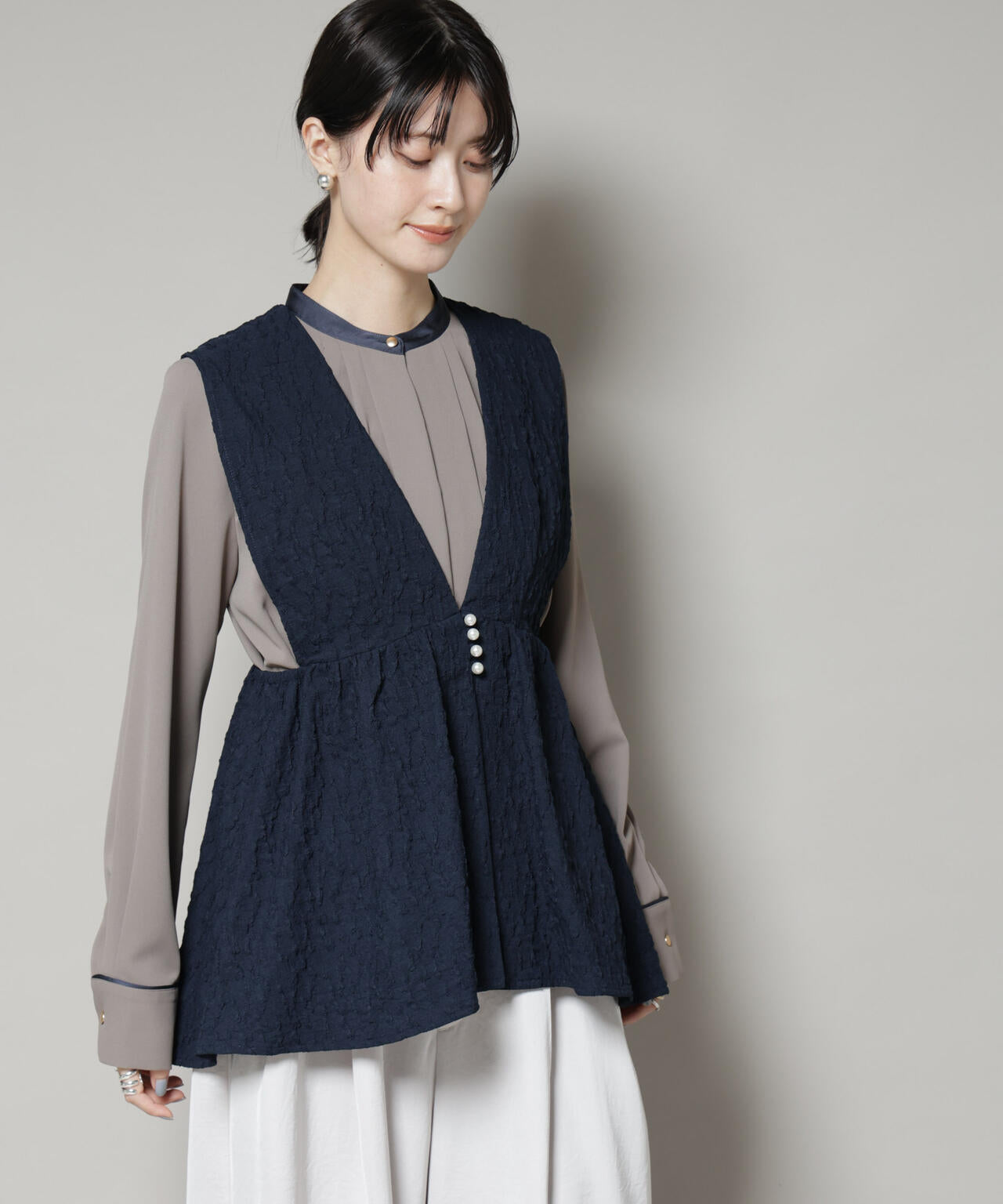 troisiemechaco/PUFFY JACQUARD　ジレ 6715216016
