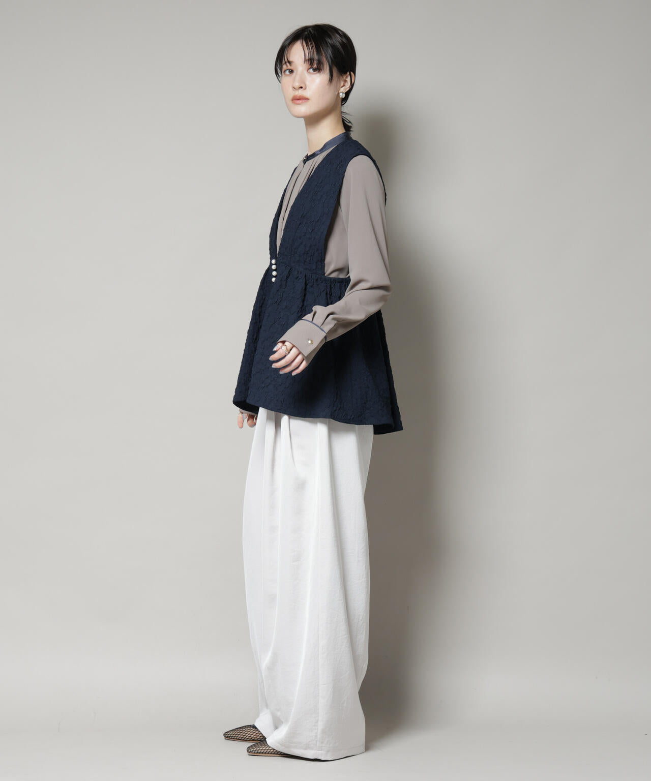 troisiemechaco/PUFFY JACQUARD　ジレ 6715216016