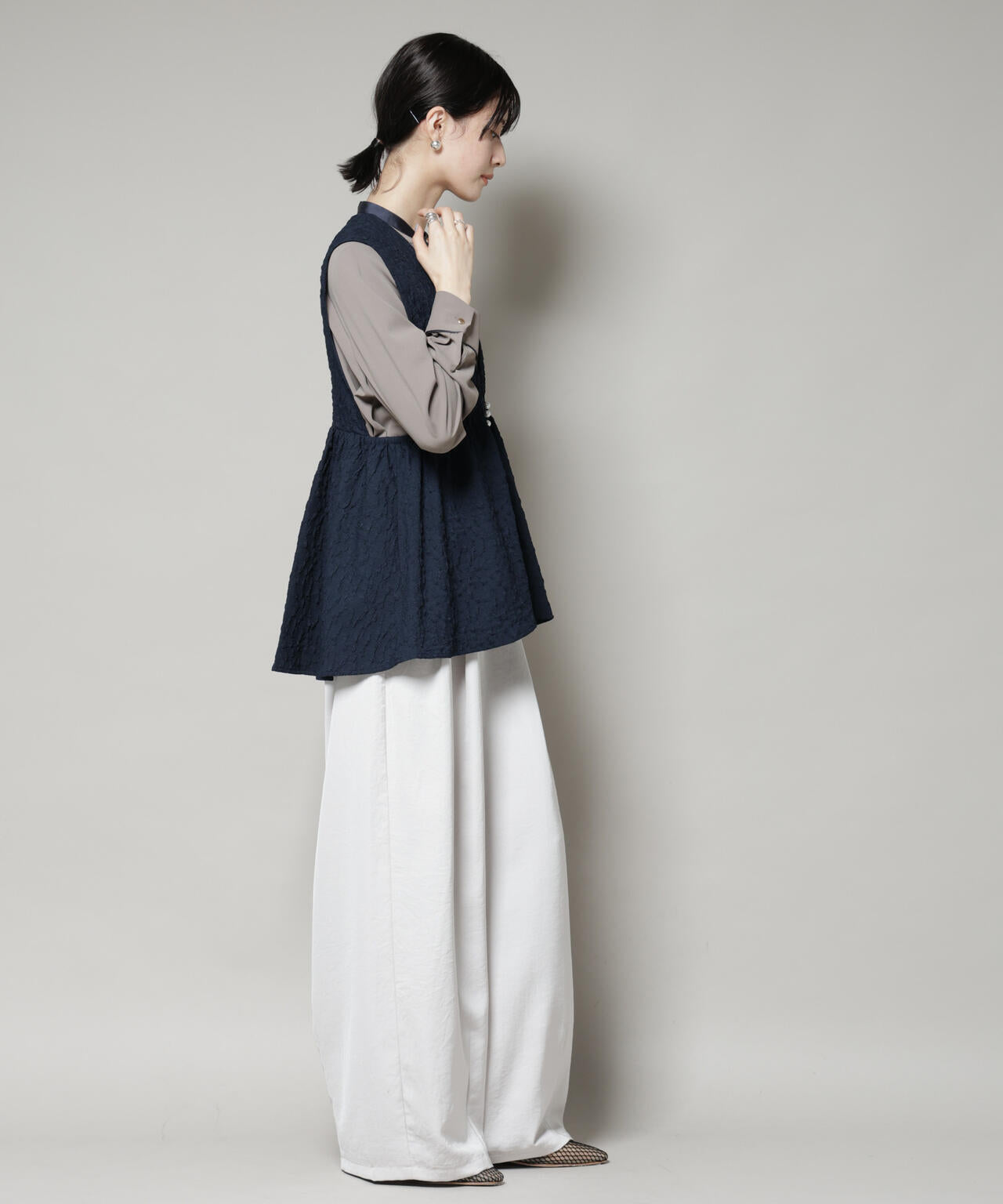 troisiemechaco/PUFFY JACQUARD　ジレ 6715216016
