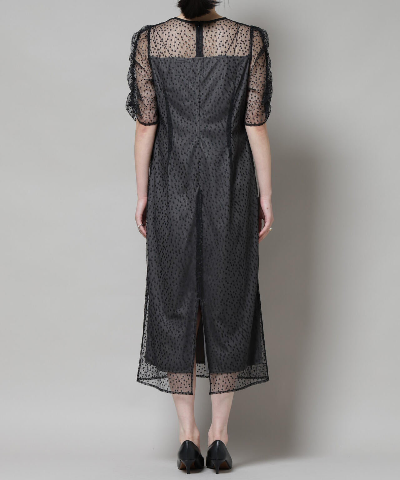 troisiemechaco / ドット チュール ジャガード ワンピース
